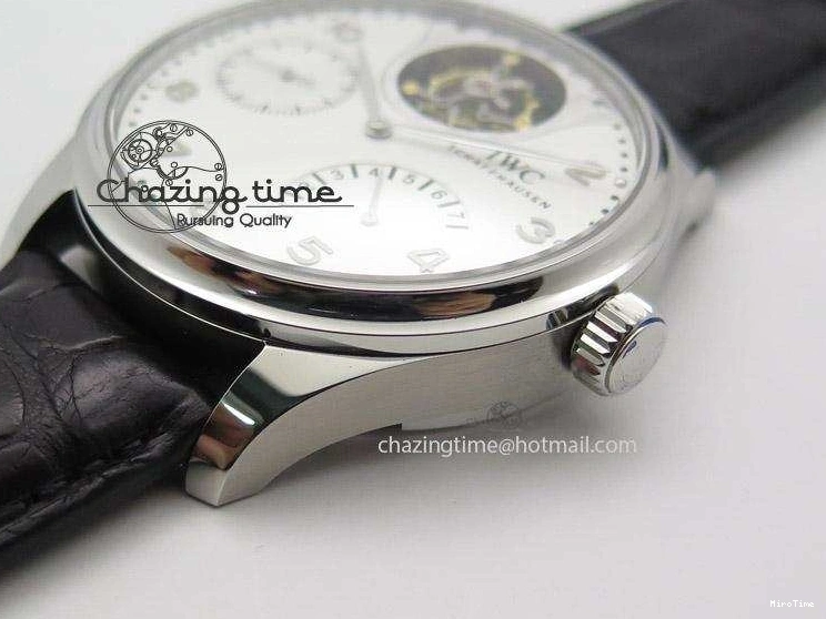 MIROTIME 0601 Breathable Portuguese Tourbillon Mystere SS TF Best Edition White Dial on Black Croc Leather Strap 7384